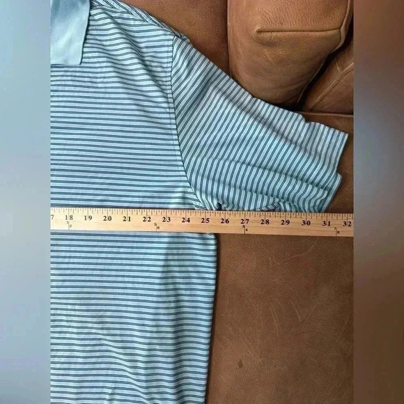 Peter Millar Summer Comfort XL Polo Light Blue Striped - Flawed - Picture 8 of 9